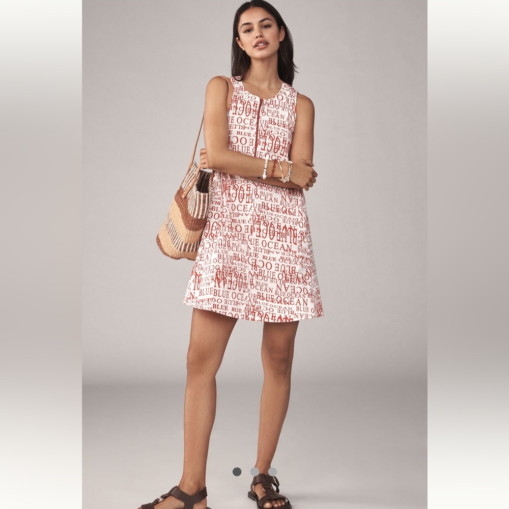 Anthropologie Keiko Mini Dress Maeve Red and White Graphic